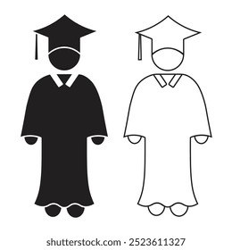 vector flat icon of a person wearing a graduation gown