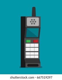 Vector flat icon of phone with keypad and display.