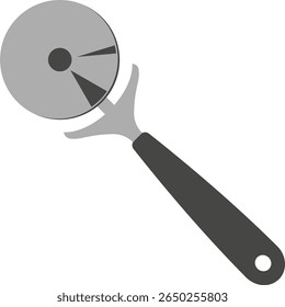 Vector flat icon of a pizza cutter. Kitchen cooking tool. Kitchen utensils. Vector illustration on a white background