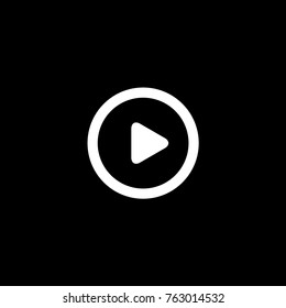 Vector flat icon of play on black background