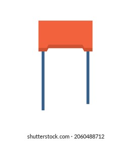 Vector flat icon of polycarbonate capacitor, electricity and circuit chip board, 4000x4000 Pixel, white background