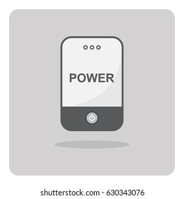 Vector of flat icon, Power bank for charging smartphone on isolated background