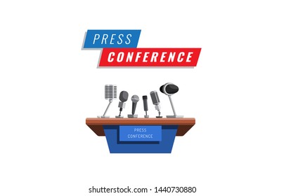 Vector flat icon, press conference banner for web template