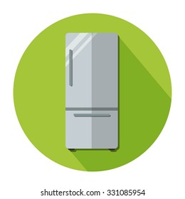 Vector Of Flat Icon, Refrigerator On Isolated Background