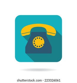 Vector flat icon of retro phone
