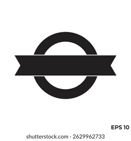 vector flat icon ribbon label round emblem