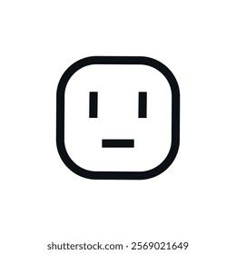 Vector flat icon of a robot face with eyes and mouth.