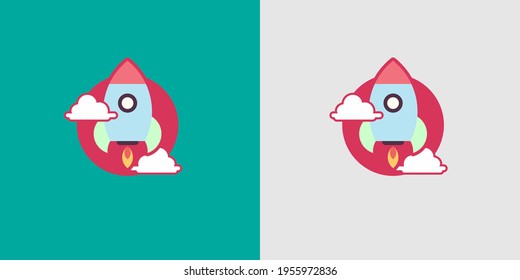 vector flat icon rocket launch logo sign illustration