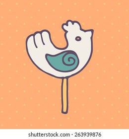 Vector flat icon of round lollipop in the shape of a bird
