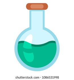 Vector Flat Flat Icon - Round-bottom Flask .Chemical Lab Glassware.