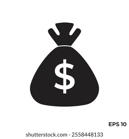 vector flat icon of sack filled with money