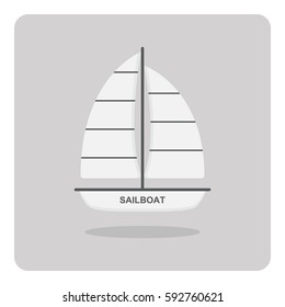 Vector of flat icon, Sailboat on isolated background