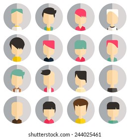 Vector flat icon set avatar people 