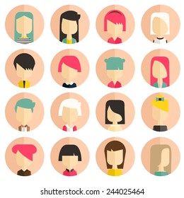 Vector flat icon set avatar people 