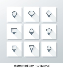 Vector flat icon set - map pin collection