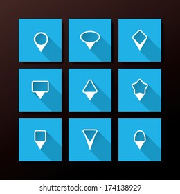 Vector flat icon set - map pin collection