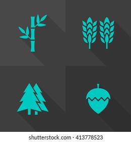 Vector Flat Icon Set - Plants
