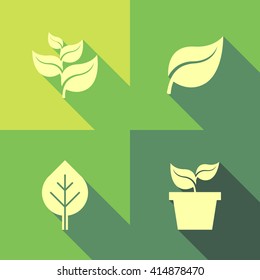 Vector Flat Icon Set - Plants
