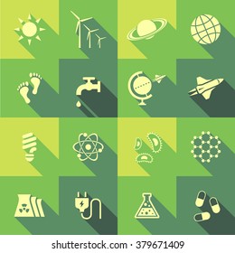 Vector Flat Icon Set - Science and Eco
