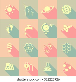 Vector Flat Icon Set - Science and Eco

