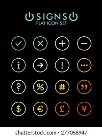 Vector Flat Icon Set - Signs 