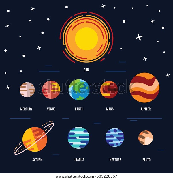 Vector flat icon\
set of solar system\
planets