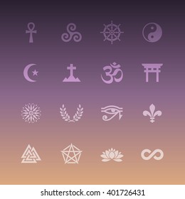 Vector Flat Icon Set - Spirituality Symbols
