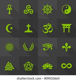 Vector Flat Icon Set - Spirituality Symbols
