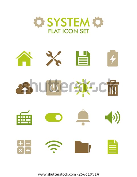 Vector Flat Icon Set System Stock Vector (Royalty Free) 256619314