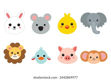 vector flat icon sheet of stickers of various types of animals