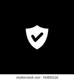 Vector flat icon of shield on black background