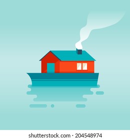 Vector flat icon - ship on the water