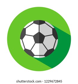 Vector flat icon of soccer footbal ball on green playing field. Pictogram