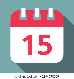 Vector flat icon of specific day calendar red with gray, vector illustration, day 15.