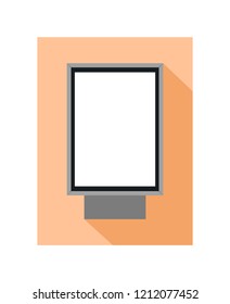 Vector flat icon of street citylight lightbox or billboard for advertising with dark shadow on a orange background