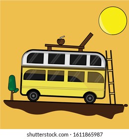 Vector Flat Icon Style Hiloday Bus Illustration