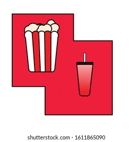Vector Flat Icon style Popcorn And Cola illustration