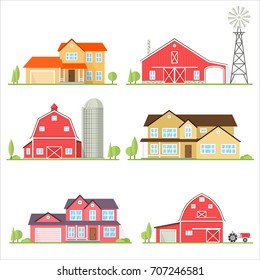 Vector flat icon suburban american house. For web design and application interface, also useful for infographics. Family house icon isolated on white background.