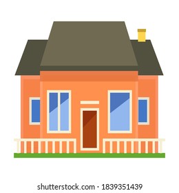 Vector flat icon of suburban house. For web design and app interfaces, it's also useful for infographics. Family house icon isolated on white background.