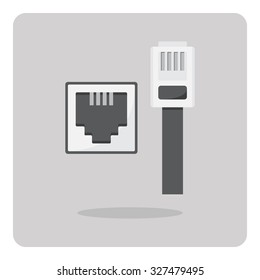 Vector of flat icon, telephone cable connector on isolated background