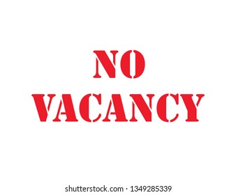 Vector flat icon with text "No vacancies" isolated on white background.