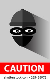 vector Flat Icon, Thief at gray
