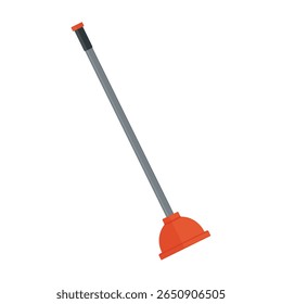 Ícone plano vetorial do êmbolo do vaso sanitário isolado no fundo branco. Ferramenta de encanamento para desentupir drenos, pias e banheiros. Equipamento sanitário simples para conserto, manutenção e projeto de dia de trabalho.
