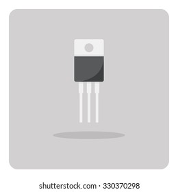 Vector of flat icon, transistor for circuits board on isolated background
