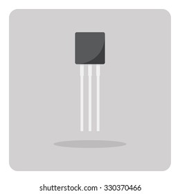 Vector of flat icon, transistor for circuits board on isolated background