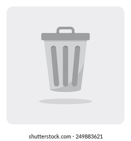 Vector of flat icon, trashcan on isolated background