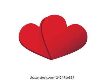 Vector flat icon - two hearts. It is a symbol of love and family. Valentine's Day