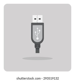 Vector of flat icon, USB cable on isolated background