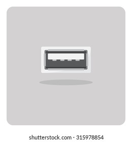 Vector of flat icon, usb port on isolated background