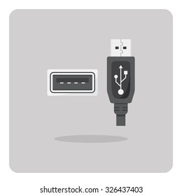 Vector of flat icon, USB Type-A connector on isolated background